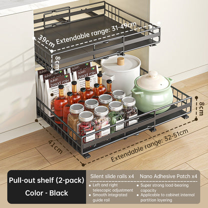 Carbon Steel Spice Rack | Adjustable, Black, 2 Pack