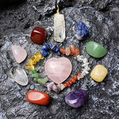 Natural Crystal Stone Chakras Bracelet | 11pcs Set