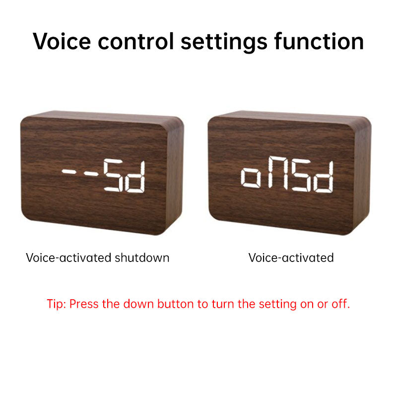 Wooden Digital Clock | Voice Controlled LED Alarm