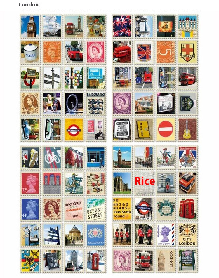 Hand Painted Paris London Stamp Stickers Journal Diary Decorations