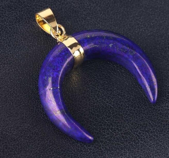 Natural Stone Half Moon Necklace | Purple & Pink