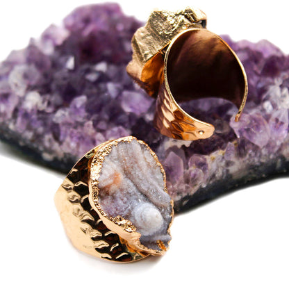 Agate Crystal Cluster Ring | Gold-Plated, Exaggerated Jewelry