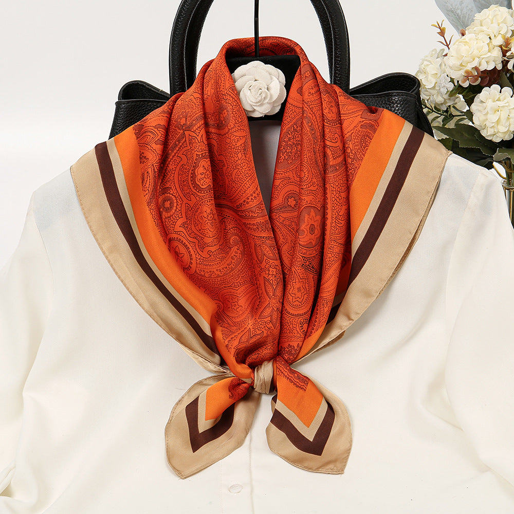 Imitation Silk Scarf | Cashew Flower, 70x70cm