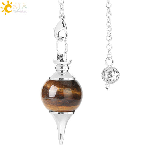 CSJA Balance Reiki Natural Stone Crystal Red Agates Dowsing Pendulum Circular Cone Charm Pendant
