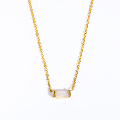 Stainless Steel Birthday Stone Necklace | 12 Zirconia