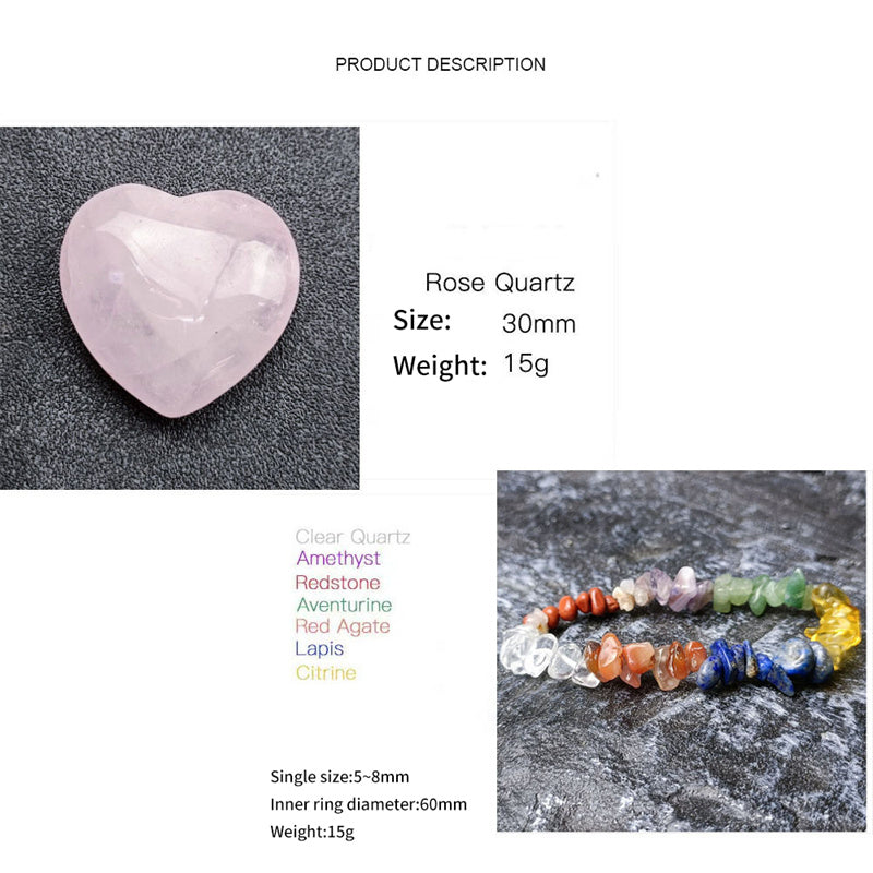 Natural Crystal Stone Chakras Bracelet | 11pcs Set