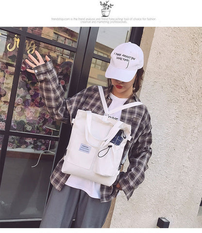 Canvas Backpack | Black, White, Yellow, Pink