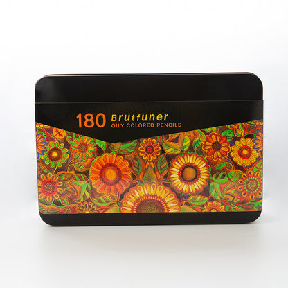 AuroraArt 180 Color Oil Pencils Set Rainbow Pencils Brushes And Pens In Sleek Iron Box