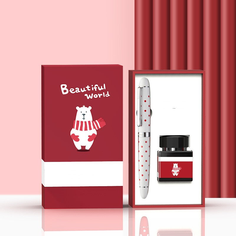 Teacher Peach Premium Calligraphy Pen With Substitutable Ink Sac Gift Box Included Avocado Variant 0.5mm Nib