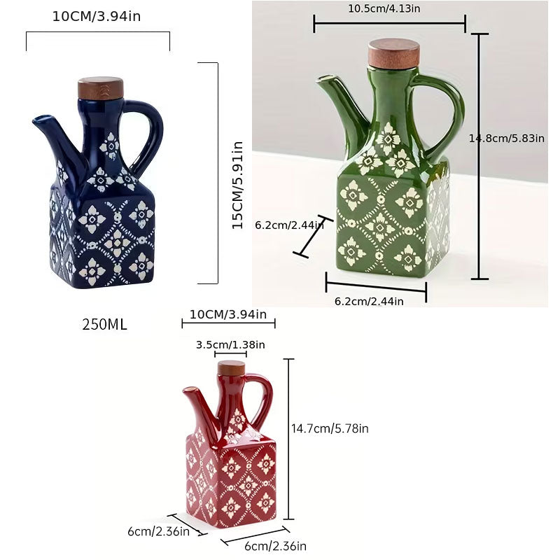 Ceramic Oil Bottle | Divided Flower Design