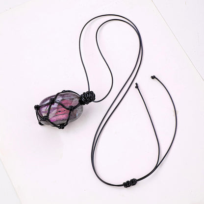 Crystal Mesh Pendant | Purple Light Feldspar, 3-4CM