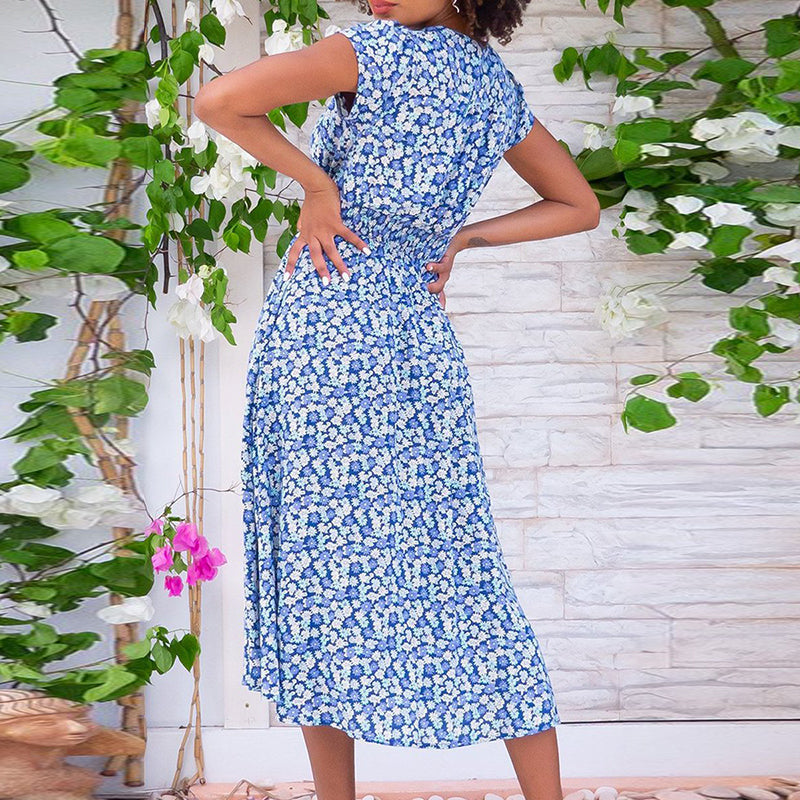 Four-Way Elastic V-Neck Dress | Red, Green, Blue, Sizes S-XXL