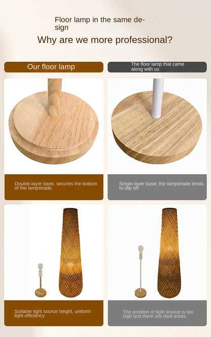 Bamboo Floor Lamp | Japanese Style, Dimmable, LED