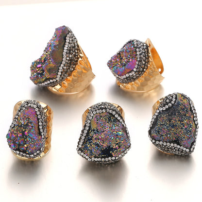 Crystal Cluster Ring | Gold-Plated, Handmade Jewelry