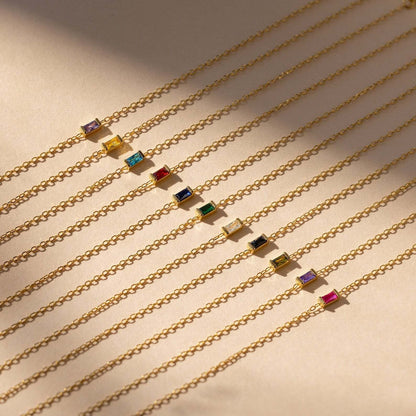 Stainless Steel Birthday Stone Necklace | Zirconia, 40+5cm