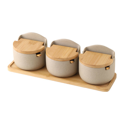Ceramic Seasoning Jar | Clay with Bamboo Cover