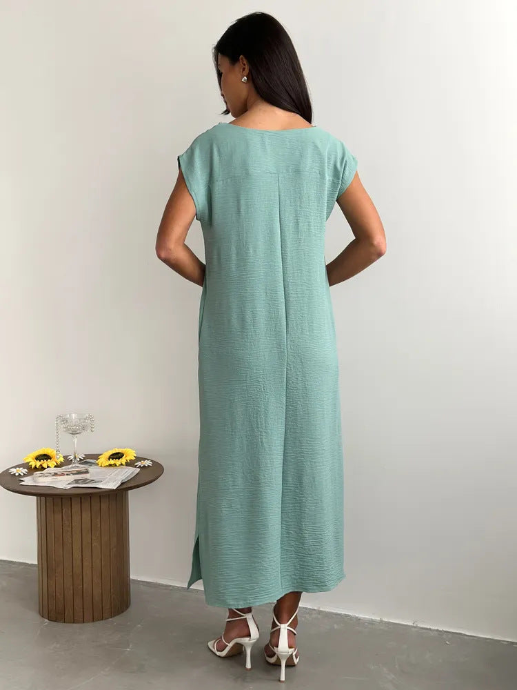 Polyester Sleeveless Slim Fit Dress | White, Black, Blue