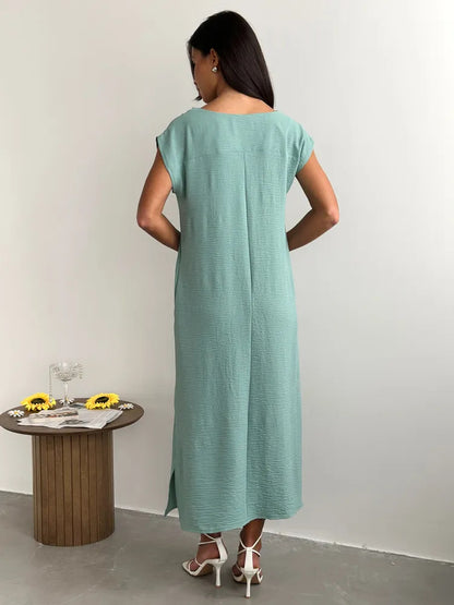 Polyester Sleeveless Slim Fit Dress | White, Black, Blue