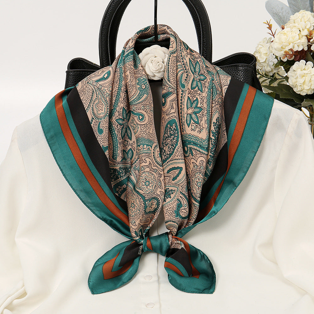 Imitation Silk Scarf | Cashew Flower, 70x70cm
