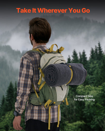 Wool Camping Blanket 64X 88 Warm For Camping Hiking Travel Light Grey