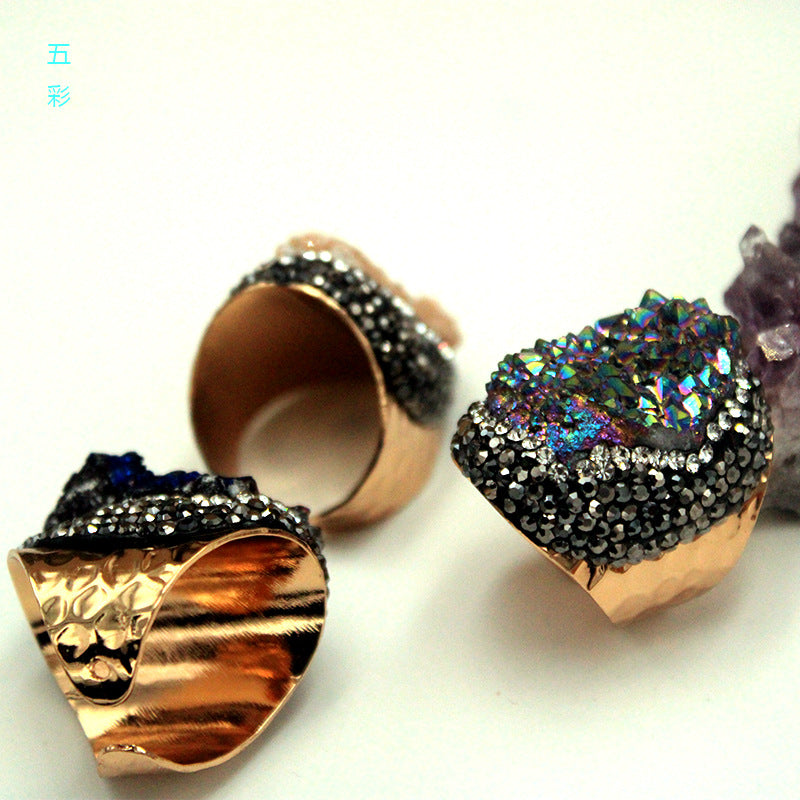 Crystal Cluster Ring | Gold-Plated, Handmade Jewelry