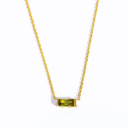 Stainless Steel Birthday Stone Necklace | 12 Zirconia