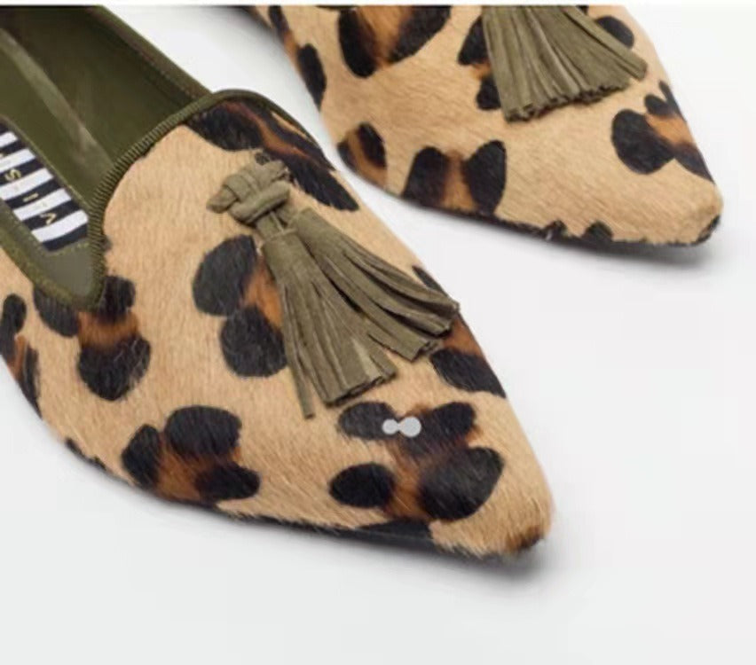 Canvas Flat Bottomed Women's Shoes | Pointed Toe, Fringe