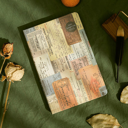 Vintage Collage Kraft Paper Notebook — A5, 96 Sheets, European Retro