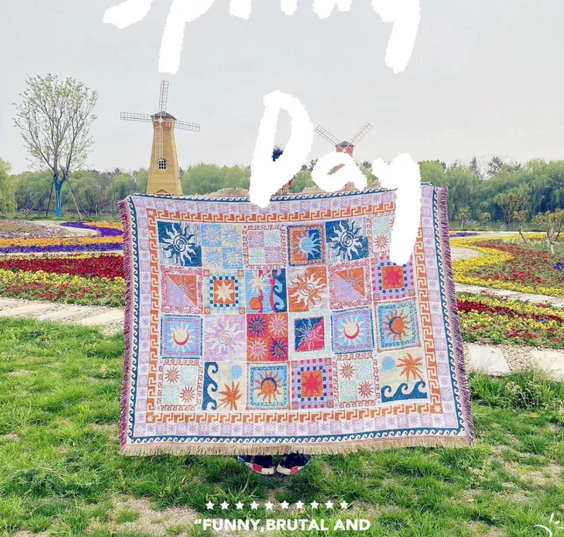 Polyester Blanket | Colorful Grid Pattern, Multi-functional