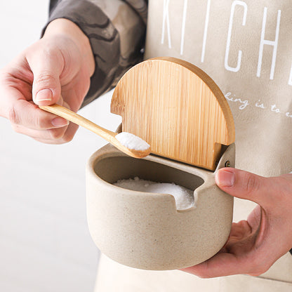 Ceramic Seasoning Jar | Clay with Bamboo Cover