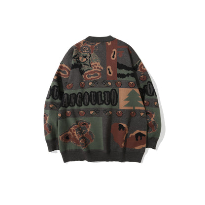 Blended Fiber Jacquard Sweater | Apricot, Green