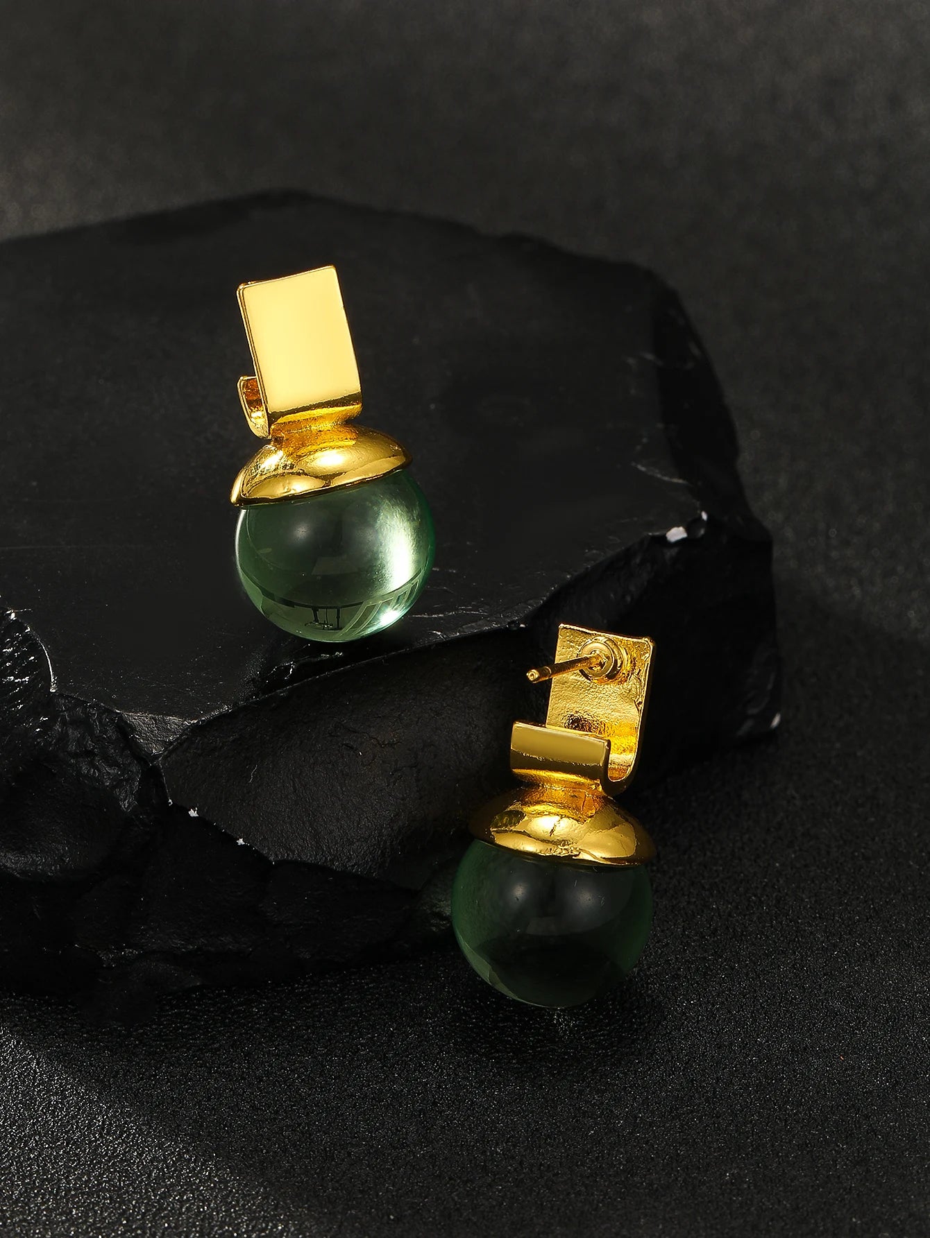 Alloy Dangle Earrings | Vintage Green Crystal