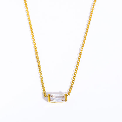 Stainless Steel Birthday Stone Necklace | Zirconia, 40+5cm