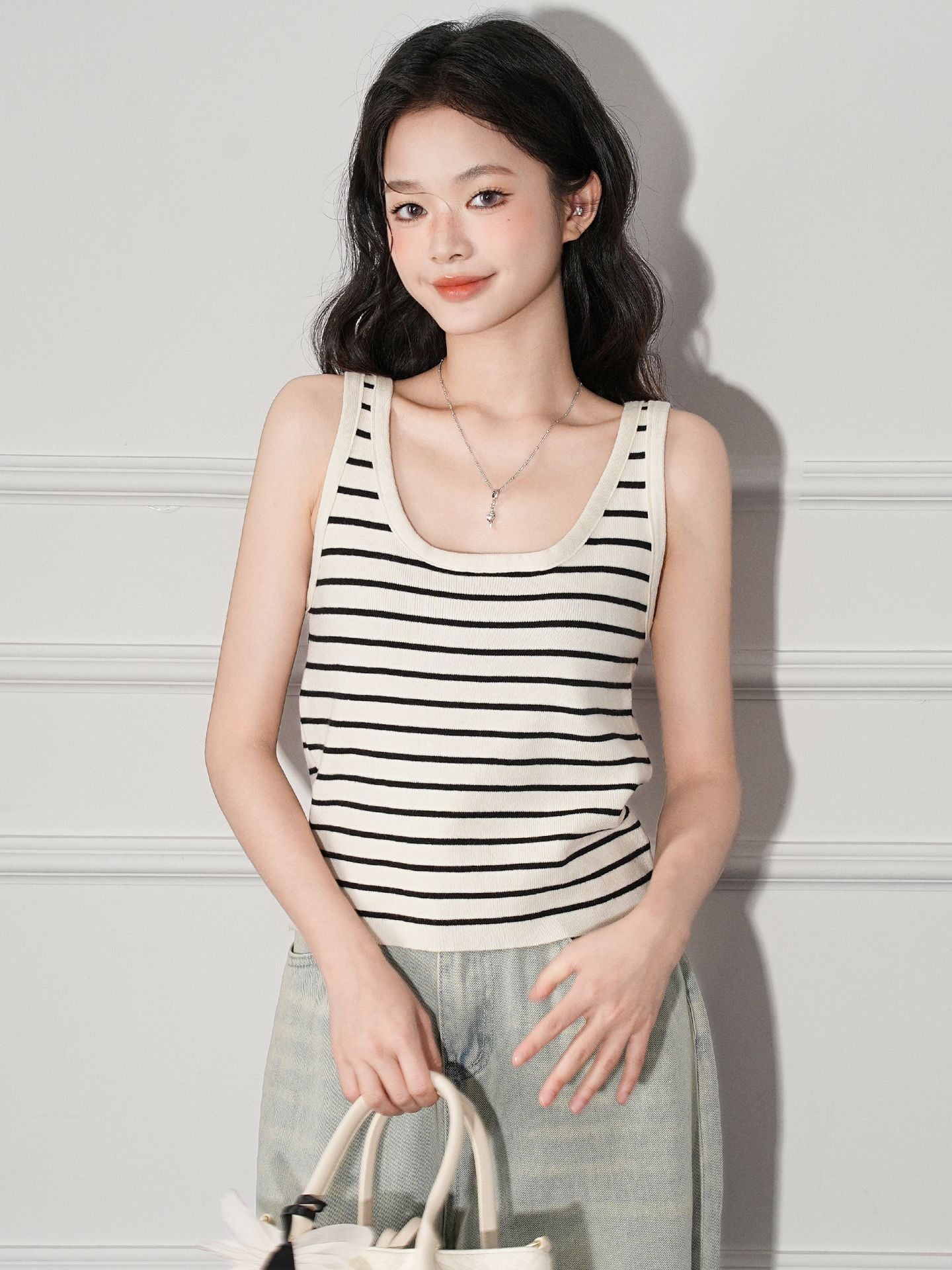Viscose Knit Camisole Top | Apricot, Slim Fit, Casual