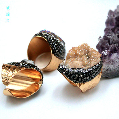 Crystal Cluster Ring | Gold-Plated, Handmade Jewelry