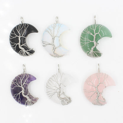 Natural Crystal Pendant | Crooked Moon, Fashion