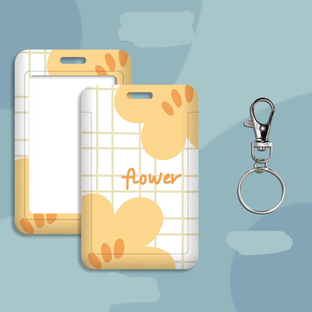 Kawaii ID Card Holder — Illustrated Badge Sleeve, Lanyard or Keychain