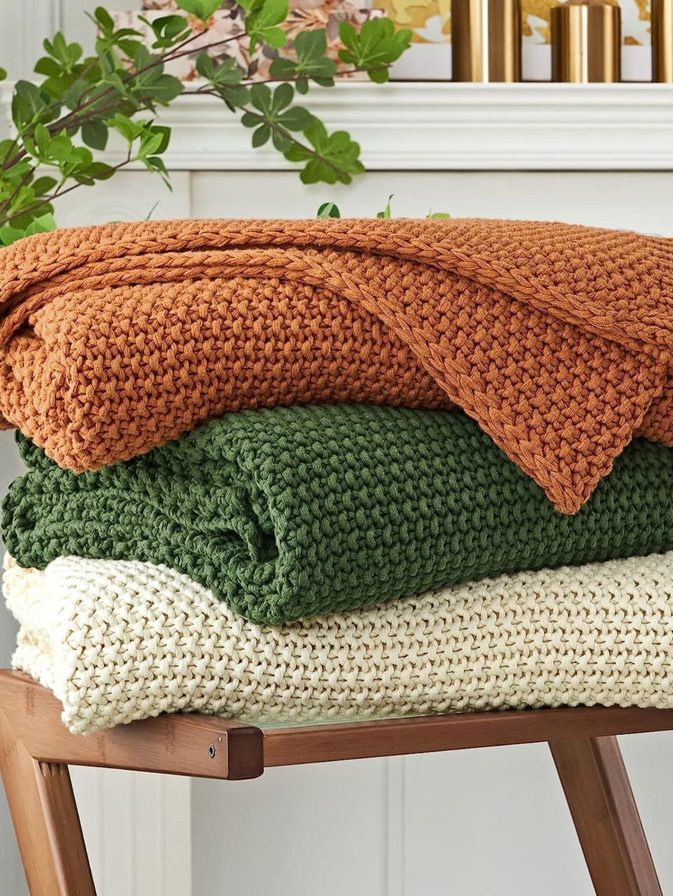 Acrylic Knitted Blanket | Geometric Pattern, 130X160CM