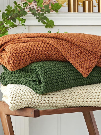 Acrylic Knitted Blanket | Geometric Pattern, 130X160CM