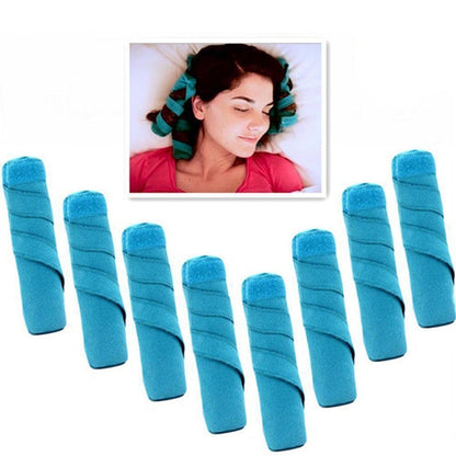 Foam Hair Rollers | 8pcs, Blue, Cotton