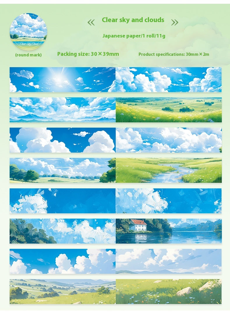 Japanese Paper Sky Theme Journal Stickers Tape