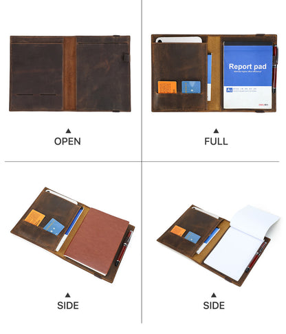 Crazy Horse Leather A5 Paper Notebook Multi-function Protective Sleeve