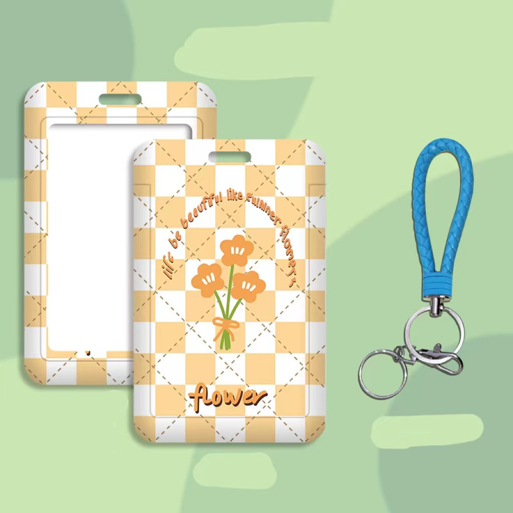 Kawaii ID Card Holder — Illustrated Badge Sleeve, Lanyard or Keychain