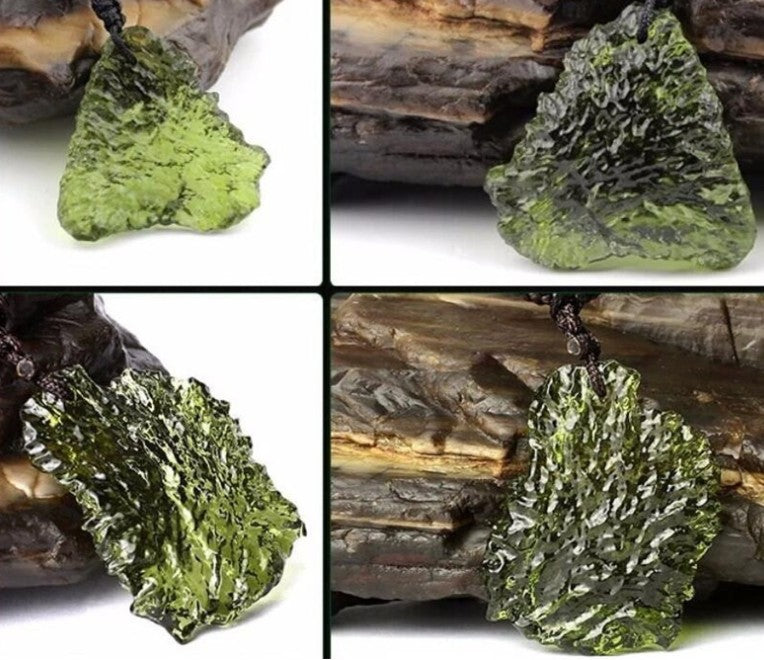 Natural Czech Meteorite Pendant | Rough Green Jewelry
