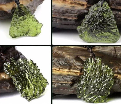 Natural Czech Meteorite Pendant | Rough Green Jewelry