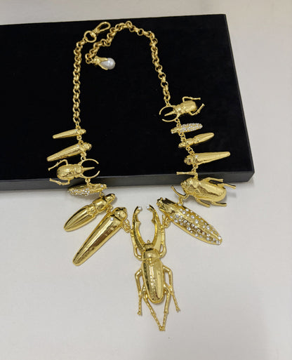 Alloy Rhinestone Insect Choker Necklace | Bold Statement