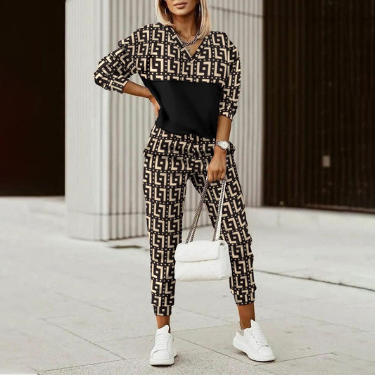 Polyester Fitted Hoodie and Pants Set | Khaki Black, Apricot