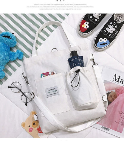 Canvas Backpack | Black, White, Yellow, Pink