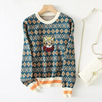 Cotton Pullover Sweater | Blue, Casual, Women