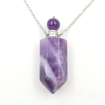 Natural Stone Perfume Bottle Necklace | Fluorite Pendant